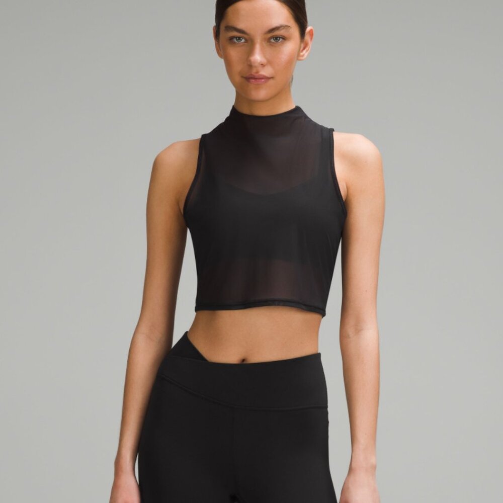 Lululemon Black Mesh Keyhole Tank Size 4
